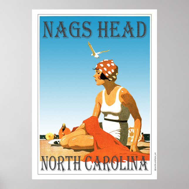 Vintage Nags Head North Carolina Beach Poster (Front)