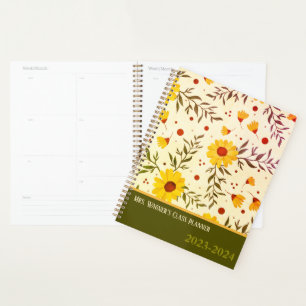 Vintage Name Date Retro Daisy Floral Teacher  Planner