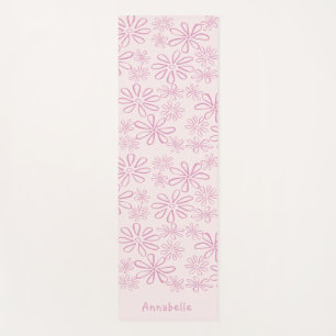  Vintage Name & Pink & Blush Floral Doodle Pattern Yoga Mat