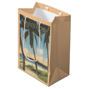 Vintage Naples, Florida gulf and pier Medium Gift Bag