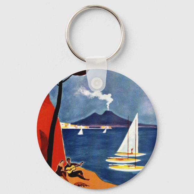 Vintage Napoli Travel Love Romance Keychain (Front)