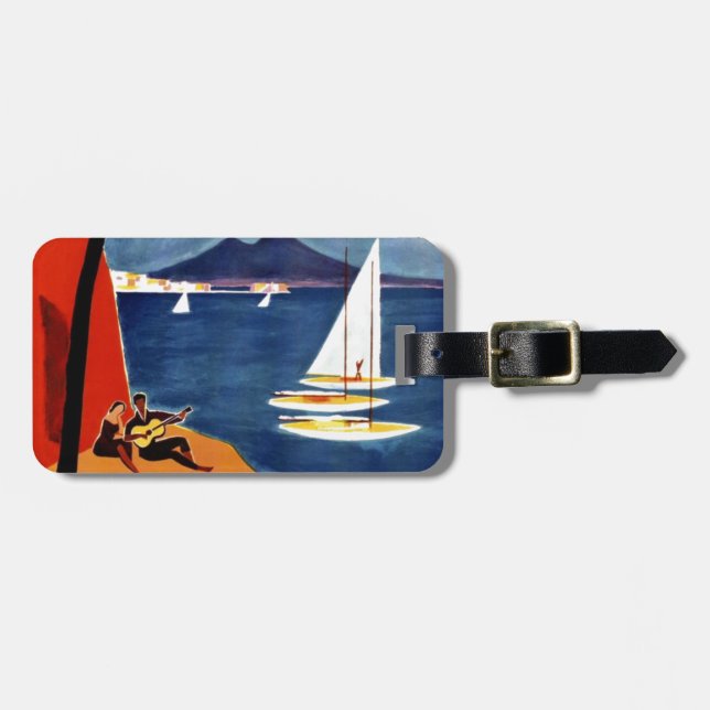 Vintage Napoli Travel Love Romance Luggage Tag (Front Horizontal)