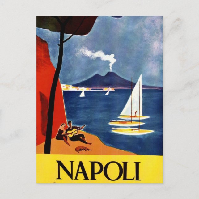 Vintage Napoli Travel Love Romance Postcard (Front)
