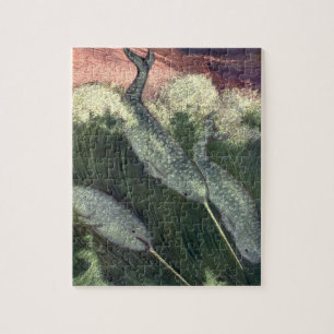 Vintage Narwhals Whales, Marine Life Ocean Animals Jigsaw Puzzle