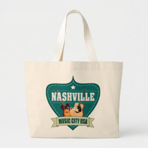 Vintage Nashville Music City Jumbo Tote Bag
