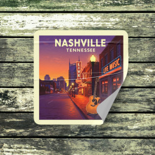 Vintage Nashville Tennessee Square Sticker