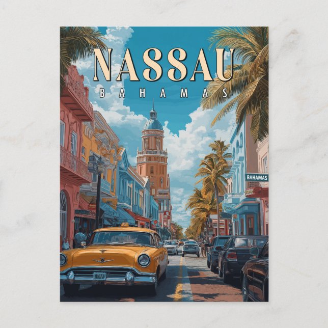Vintage Nassau Bahamas postcard - Classic Tropical (Front)