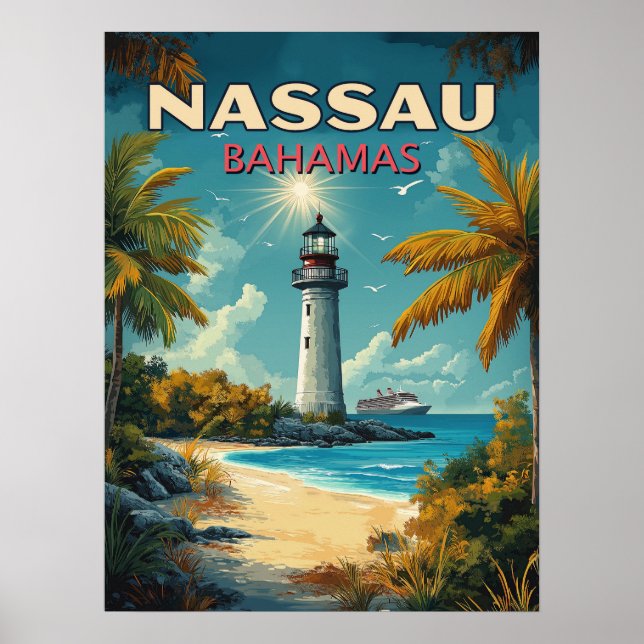 Vintage Nassau Bahamas  Poster (Front)