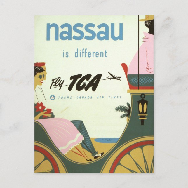Vintage Nassau Bahamas Travel Postcard (Front)