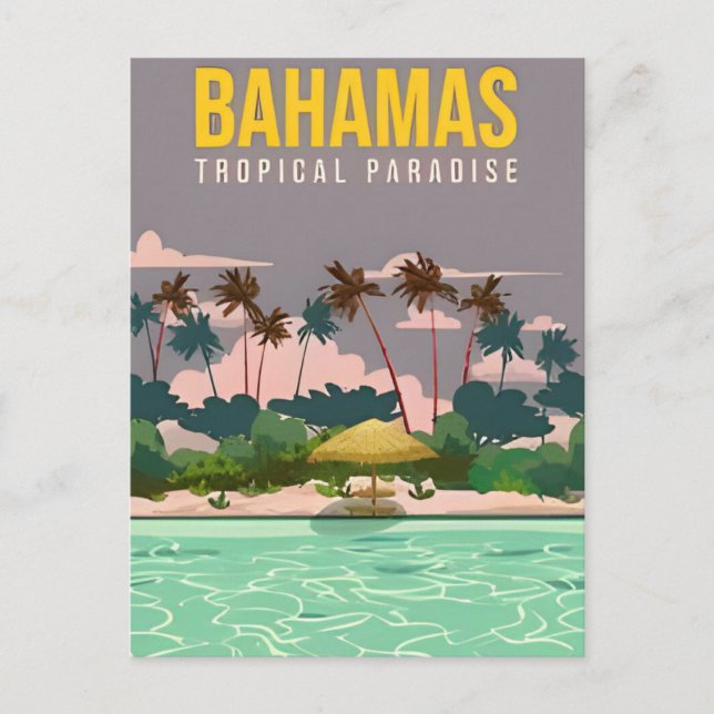 Vintage nassau Bahamas tropical island vacation  Postcard (Front)