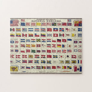 Vintage National Flags Chart - created 1863 Jigsaw Puzzle