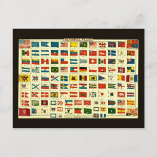 Vintage National Flags of The World Postcard