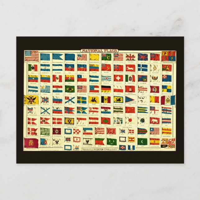 Vintage National Flags of The World Postcard (Front)
