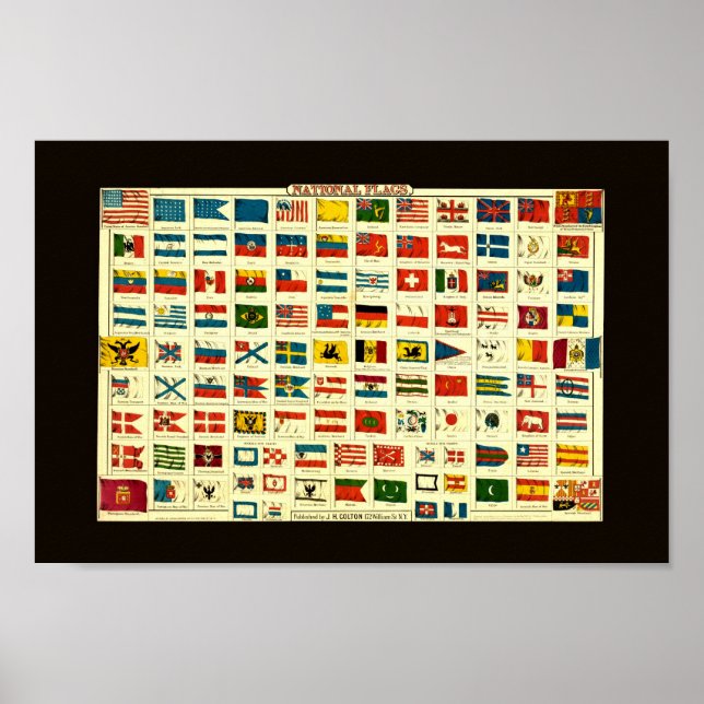 Vintage National Flags of The World Poster (Front)