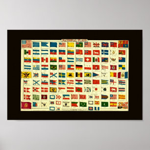 Vintage National Flags of The World Poster