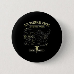 Vintage National Parks Map - American Hiking Campi 2 Inch Round Button