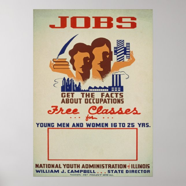 Vintage National Youth Administration (IL) Poster (Front)