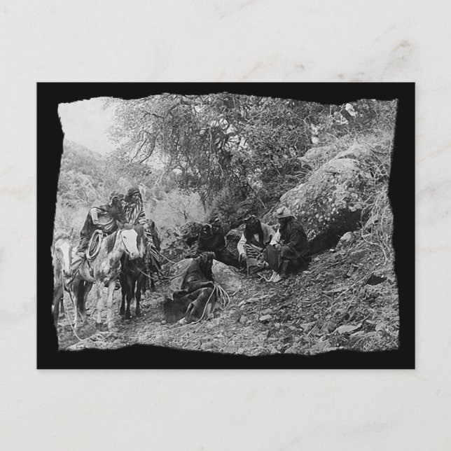 Vintage Native American Apache Storytelling Postcard (Front)