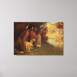 Vintage Native American, Hunting for Deer by Couse Canvas Print