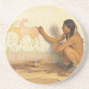 Vintage Native American, Indian Artist by Couse Coaster