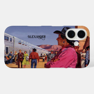 Vintage Native American Indian at a Train Station iPhone 16 Case