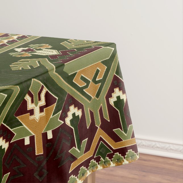 Vintage Native American Indian Southwest Pattern Tablecloth (In Situ)