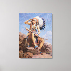 Vintage Native American Indian, The Scout by Leigh Canvas Print