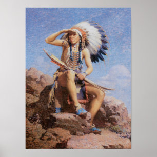Vintage Native American Indian, The Scout by Leigh Poster