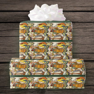 Vintage Native American Woman Village Forest Wrapping Paper