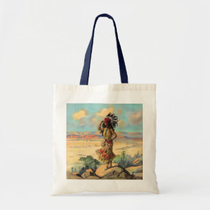 Vintage Native American Woman With Headdress Art Tote Bag