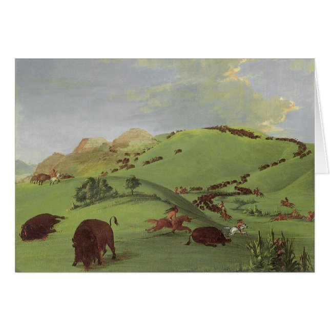 Vintage Native Americans, Buffalo Chase by Catlin (Front Horizontal)