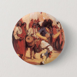 Vintage Native Americans, Buffalo Dance by Cassidy 2 Inch Round Button