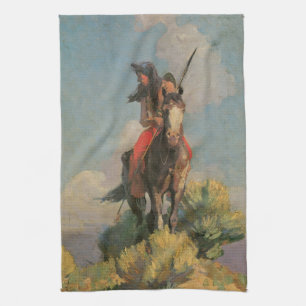 Vintage Native Americans, Crow Outlier by Dunton Kitchen Towel