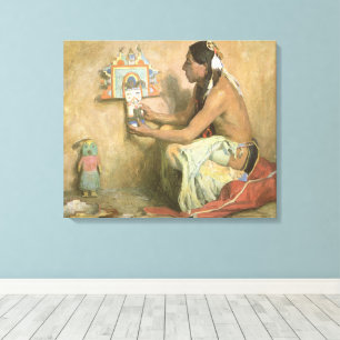 Vintage Native Americans, Hopi Katchina by Couse Canvas Print