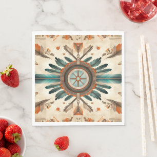 Vintage Native Feather Retro Dream Catcher Pattern Napkin