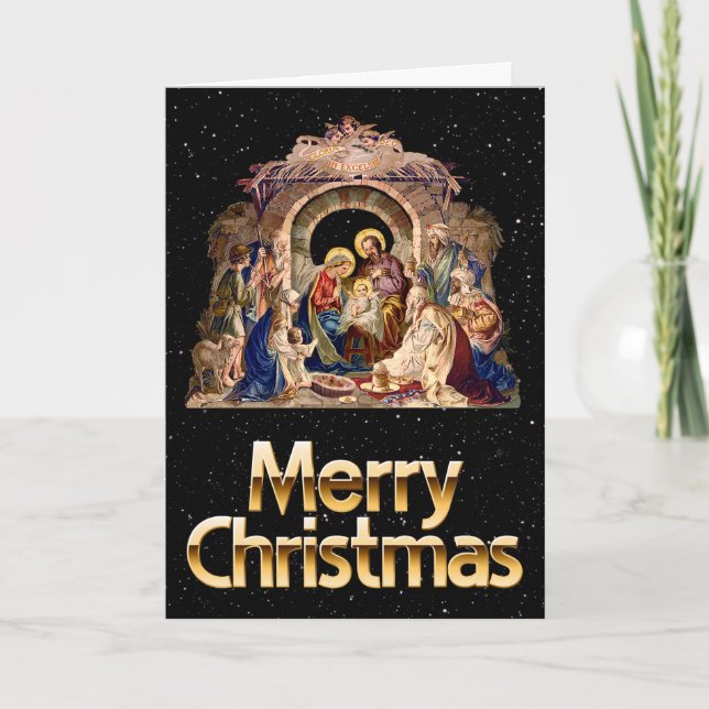 Vintage Nativity Christmas Greeting Card (Front)