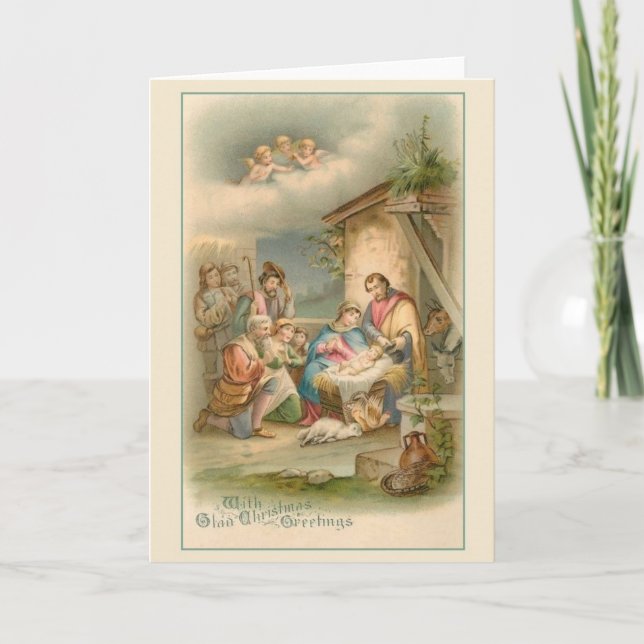 Vintage Nativity Christmas Greeting Card (Front)