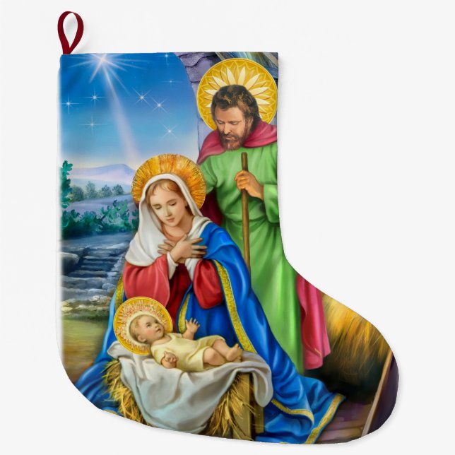 Vintage nativity christmas stocking (Front)