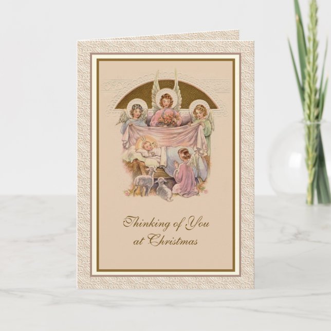 Vintage Nativity Jesus Religious Angels Card (Front)