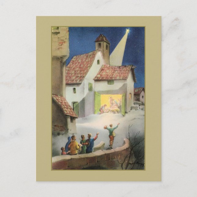 Vintage Nativity scene, Star of Bethlehem Postcard (Front)