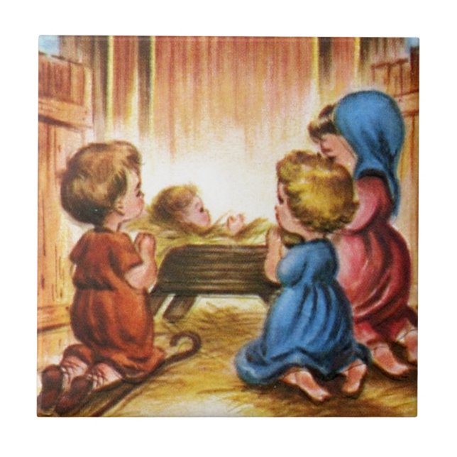 Vintage Nativity Scene Tile (Front)