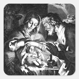 Vintage Nativity Square Stickers