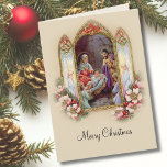 Vintage Nativity Traditional Christmas Holy Family Card<br><div class="desc">Beautiful vintage traditional image of the Nativity with Jesus,  Mary,  and St. Joseph. 
All text and fonts can be modified.</div>
