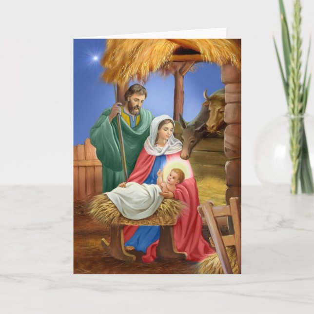 Vintage nativity x-mas design holiday card (Front)