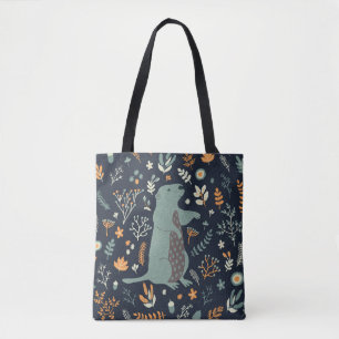 Vintage Natural Set: Marmot Floral Tote Bag