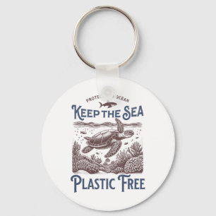 Vintage Nature Apparel Earth Day Sea Turtle For Wo Keychain