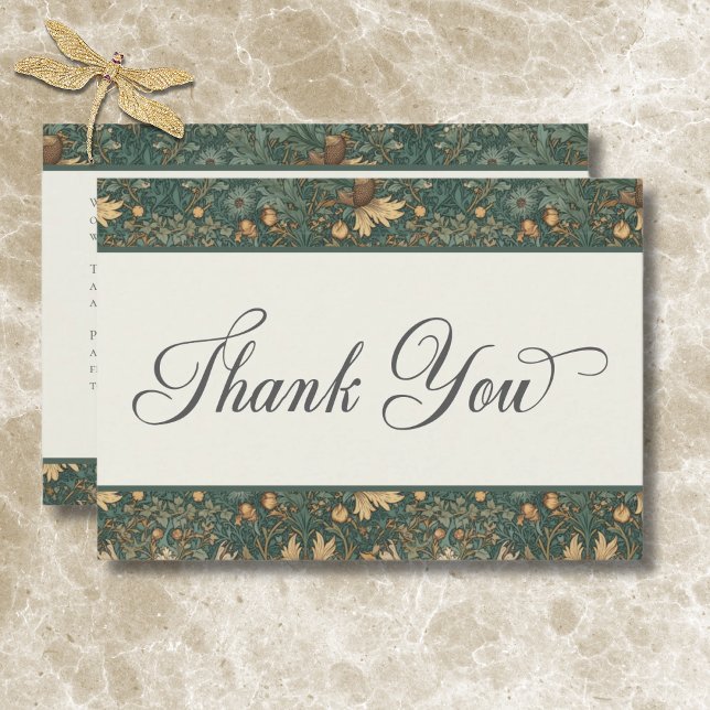 Vintage Nature William Morris Elegant Wedding Thank You Card (Vintage Nature William Morris Elegant Wedding Thank You Card)