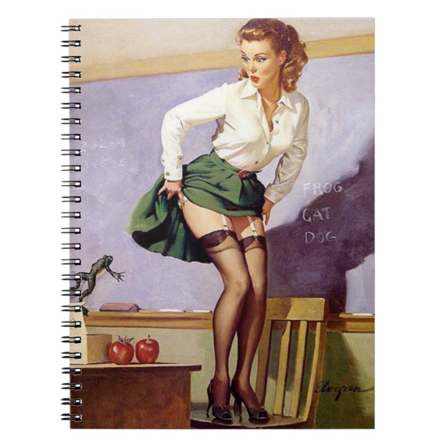 Vintage Naughty Teacher Pin Up Notebook (Front)