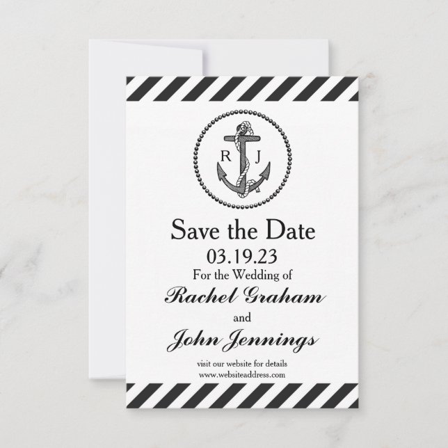 Vintage Nautical Anchor - 3x5 Save the Date (Front)