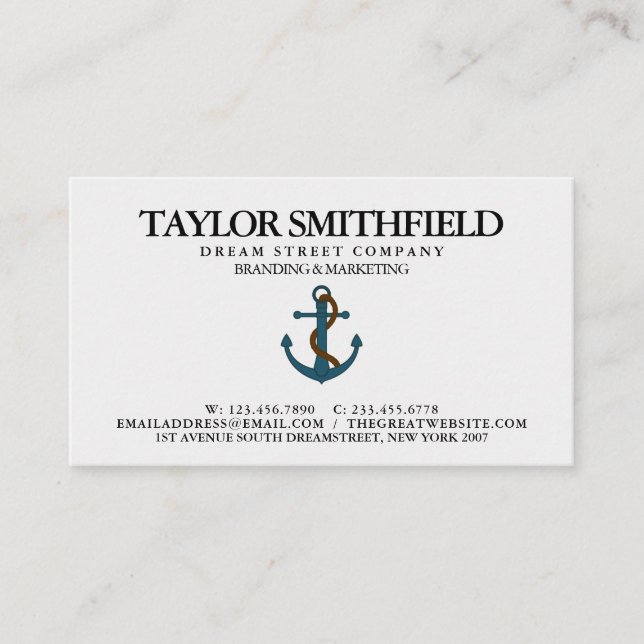 Vintage Nautical Anchor Business Card (Front)